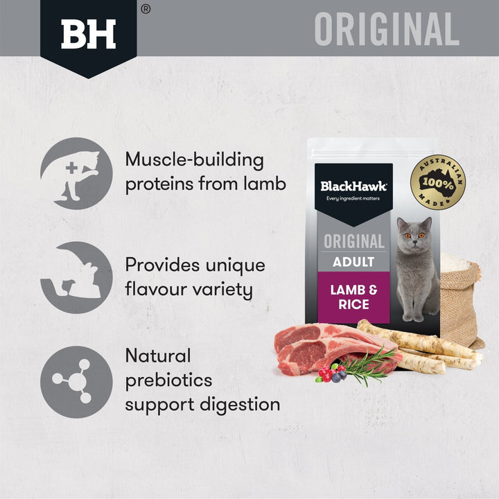 Black Hawk Original Adult Cat Lamb & Rice Dry Food - Just For Pets Australia