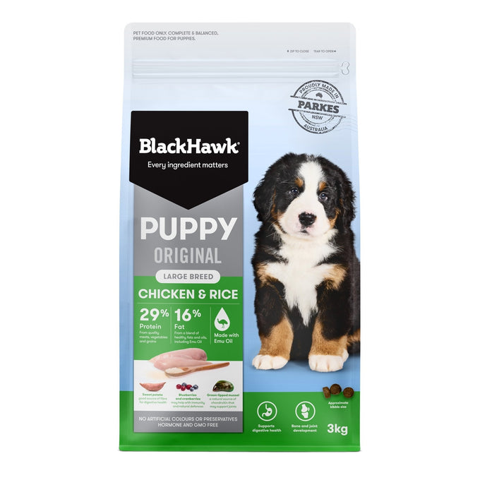 Black Hawk Original Chicken & Rice Large Breed Puppy - Just For Pets Australia