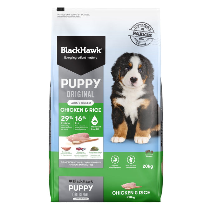 Black Hawk Original Chicken & Rice Large Breed Puppy - Just For Pets Australia