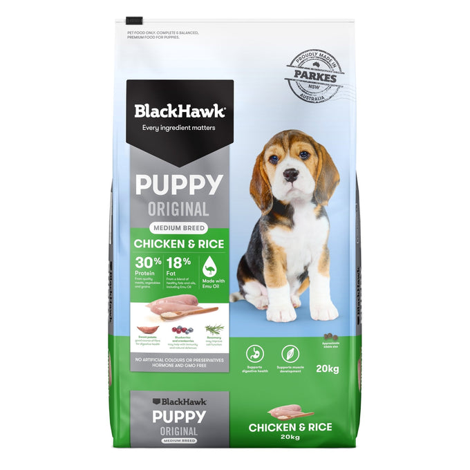 Black Hawk Original Chicken & Rice Medium Breed Puppy - Just For Pets Australia