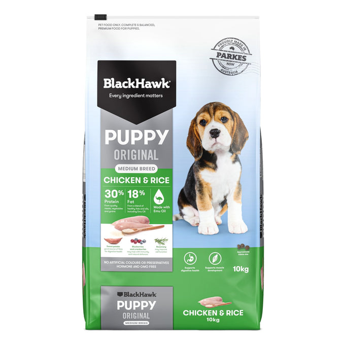 Black Hawk Original Chicken & Rice Medium Breed Puppy - Just For Pets Australia