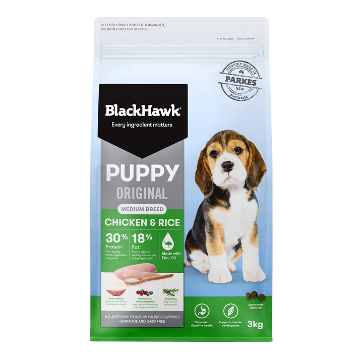 Black Hawk Original Chicken & Rice Medium Breed Puppy - Just For Pets Australia