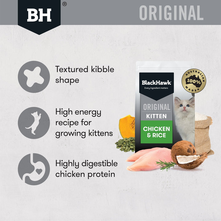 Black Hawk Original Kitten Chicken & Rice Dry Food - Just For Pets Australia
