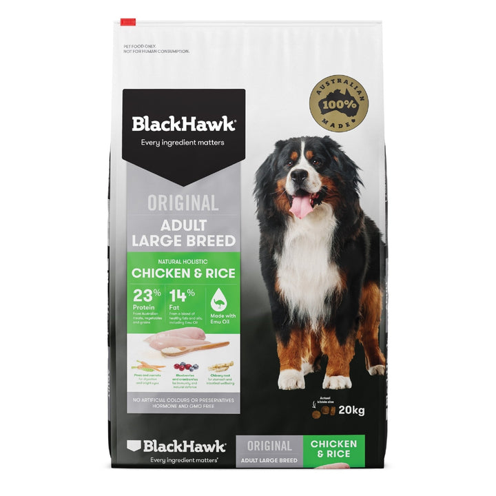 Black Hawk Original Large Breed Dog Lamb & Rice Dry Food 20kg - Just For Pets Australia