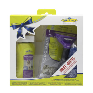 FURminator Long Hair Large Cat Deshedding Gift Pack - Just For Pets Australia