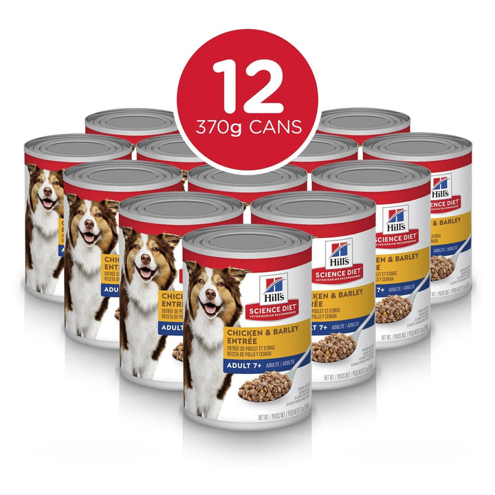 Hill's Science Diet Adult 7+ Chicken & Barley Entrée Canned Dog Food, 370g, 12 Pack - Just For Pets Australia