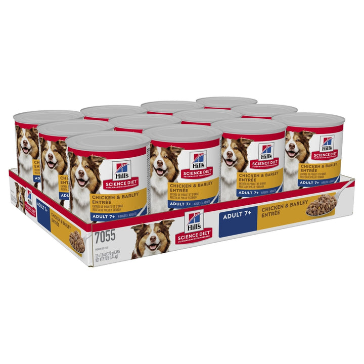 Hill's Science Diet Adult 7+ Chicken & Barley Entrée Canned Dog Food, 370g, 12 Pack - Just For Pets Australia