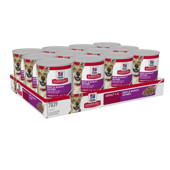 Hills Science Diet Adult Beef & Barley Entrée Canned Dog Food, 370g, 12 Pack - Just For Pets Australia