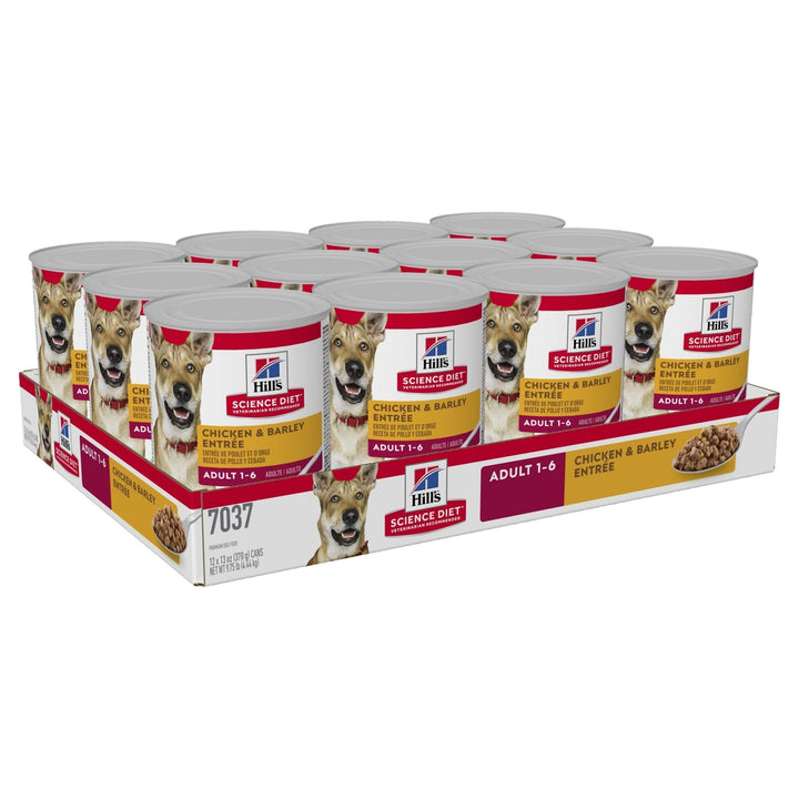 Hill's Science Diet Adult Chicken & Barley Entrée Canned Dog Food, 370g, 12 Pack - Just For Pets Australia