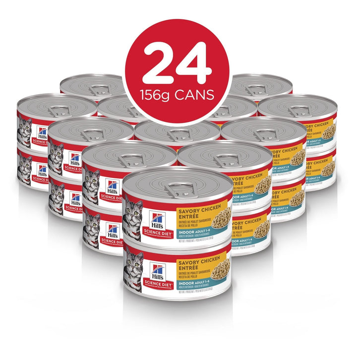 Hill's Science Diet Adult Indoor Savory Chicken Entrée Canned Cat Food, 156g, 24 Pack - Just For Pets Australia