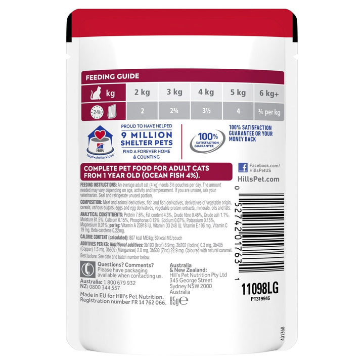 Hill's Science Diet Adult Ocean Fish Pouches Cat Food 85g - Just For Pets Australia