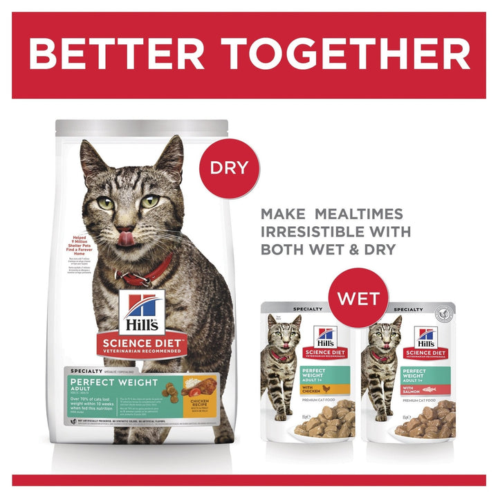 Hill's Science Diet Adult Perfect Weight Salmon Cat Food pouches 85g - Just For Pets Australia