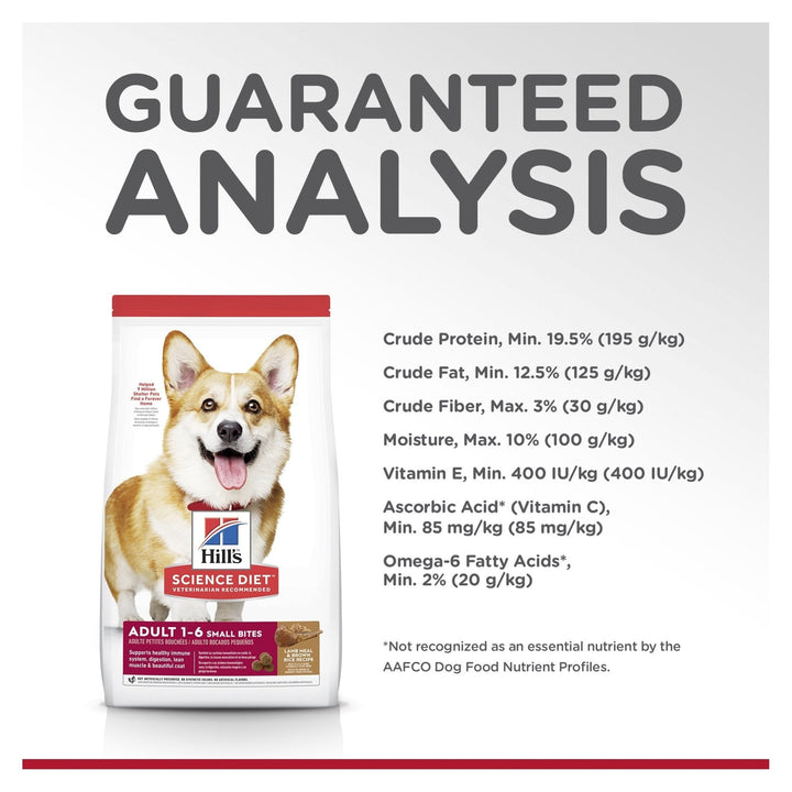 Hill's Science Diet Adult Small Bites Lamb Meal & Brown Rice Recipe Dry Dog Food 7.03kg - Just For Pets Australia
