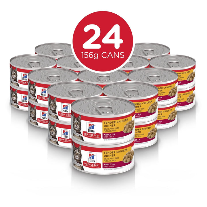 Hill's Science Diet Adult Tender Chicken Dinner Canned Cat Food, 156g, 24 Pack - Just For Pets Australia