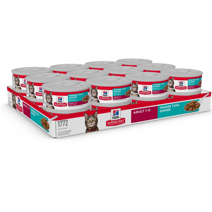 Hill's Science Diet Adult Tender Tuna Dinner Canned Cat Food, 156g, 24 Pack - Just For Pets Australia