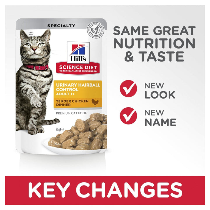 Hill's Science Diet Adult Urinary Hairball Control Chicken Cat Food Pouches 85g - Just For Pets Australia