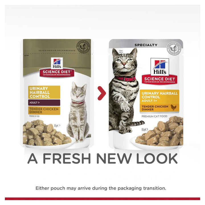 Hill's Science Diet Adult Urinary Hairball Control Chicken Cat Food Pouches 85g - Just For Pets Australia
