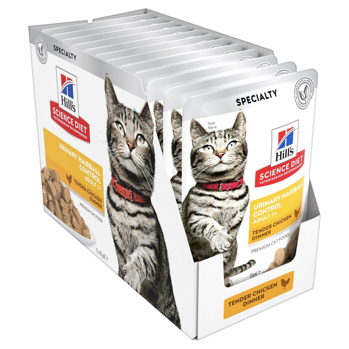 Hill's Science Diet Adult Urinary Hairball Control Chicken Cat Food Pouches 85g - Just For Pets Australia