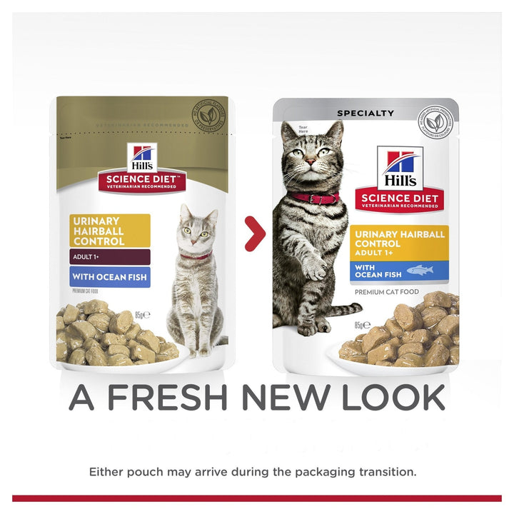 Hill's Science Diet Adult Urinary Hairball Control Ocean Fish Cat Food Pouches 85g - Just For Pets Australia