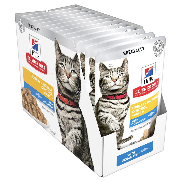 Hill's Science Diet Adult Urinary Hairball Control Ocean Fish Cat Food Pouches 85g - Just For Pets Australia