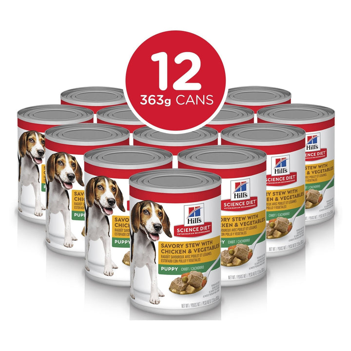 Hill's Science Diet Puppy Savory Stew Chicken & Vegetables Canned Dog Food, 363g, 12 Pack - Just For Pets Australia