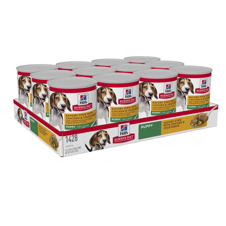 Hill's Science Diet Puppy Savory Stew Chicken & Vegetables Canned Dog Food, 363g, 12 Pack - Just For Pets Australia
