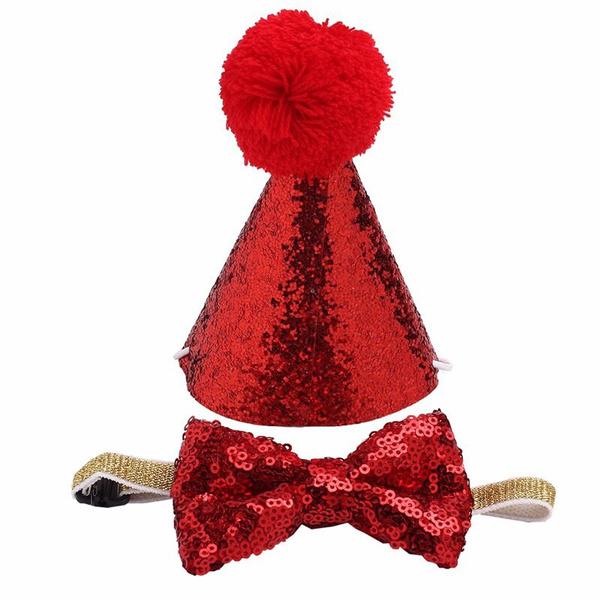 Huds and Toke Glitter Party Hat with Matching Bow Tie - Just For Pets Australia