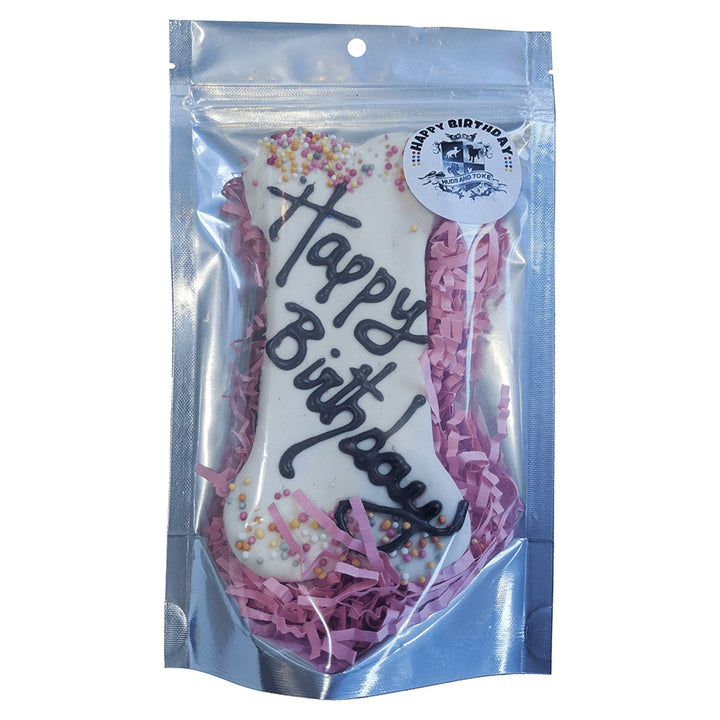 Huds and Toke Happy Birthday Large Bone Shaped Cookie - Just For Pets Australia