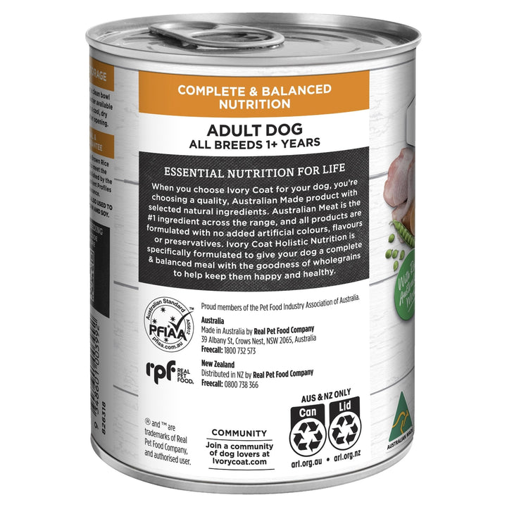 Ivory Coat Chicken & Brown Rice Loaf Wet Dog Food 12x400g - Just For Pets Australia