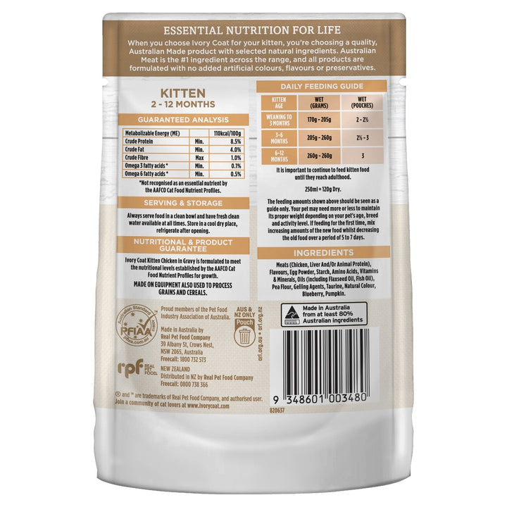 Ivory Coat Chicken in Gravy Wet Kitten Food, 12x85g - Just For Pets Australia