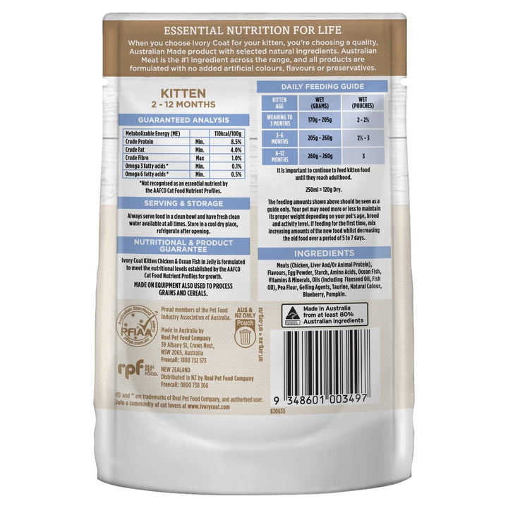 Ivory Coat Chicken & Ocean Fish in Jelly Wet Kitten Food, 12x85g - Just For Pets Australia