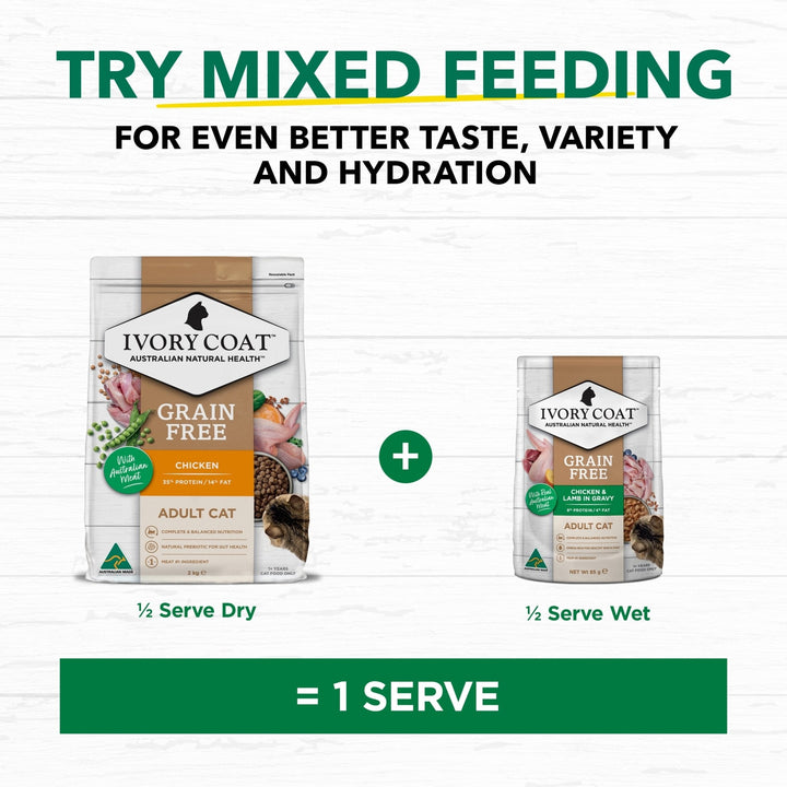 Ivory Coat Grain Free Chicken & Lamb in Gravy Wet Cat Food, 12x85g - Just For Pets Australia