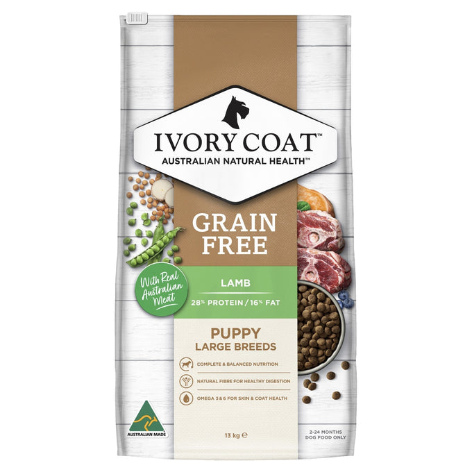 Ivory Coat Grain Free Large Breed Dry Puppy Food Lamb - Just For Pets Australia