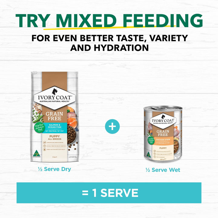 Ivory Coat Grain Free Puppy Salmon & Ocean Fish - Just For Pets Australia