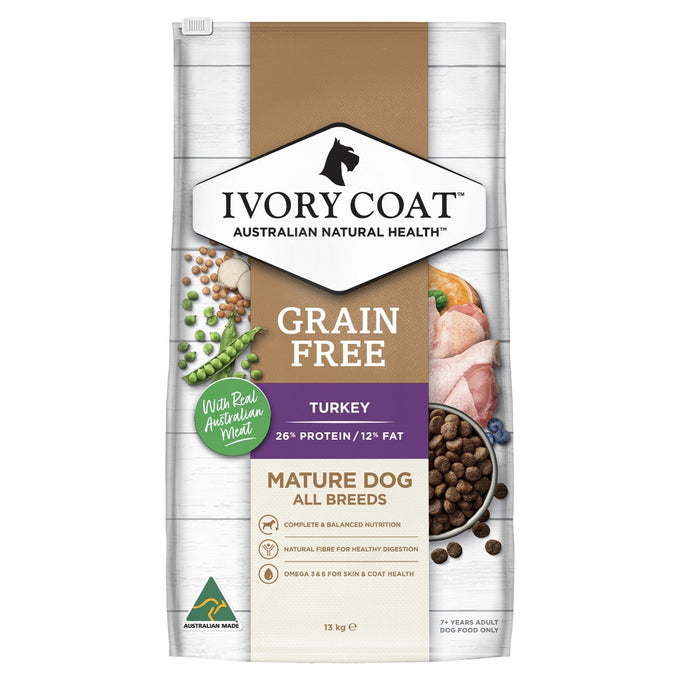 Ivory Coat Grain Free Senior Dry Dog Food Turkey - Just For Pets Australia