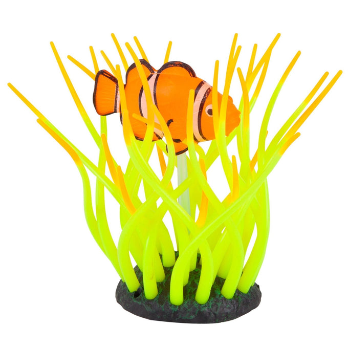 Kazoo Silicone Plant - Fluro Anemone Medium Clown Fish & Air - Just For Pets Australia