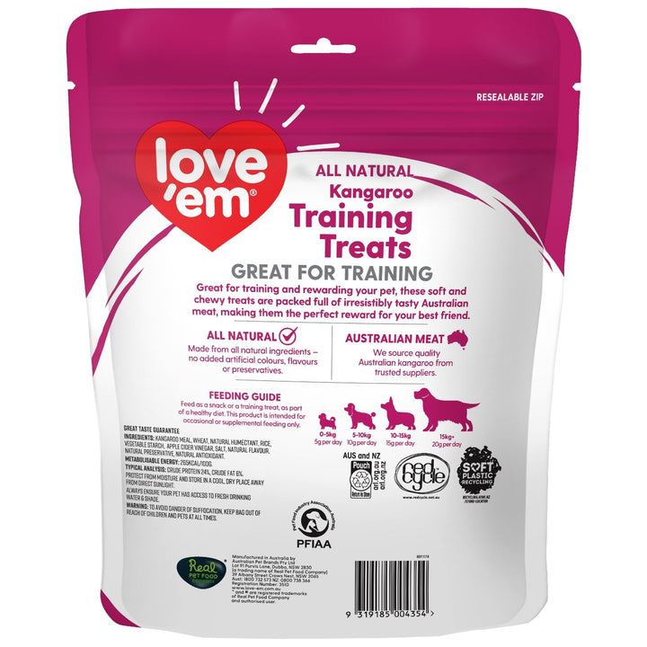 love'em Kangaroo Training Treats Dog Treats 400g - Just For Pets Australia