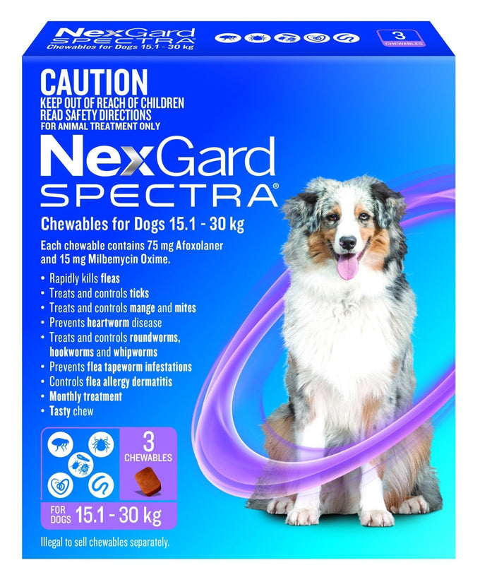 NexGard Spectra Chews For Dogs 15.1-30kg - Just For Pets Australia