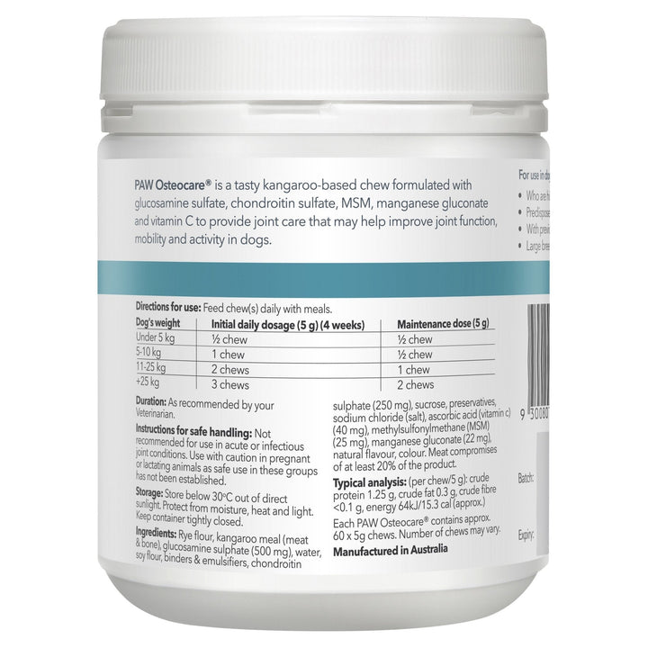 PAW Osteocare® Joint Health Chews - Just For Pets Australia