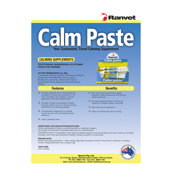 Ranvet Calm Paste - Just For Pets Australia