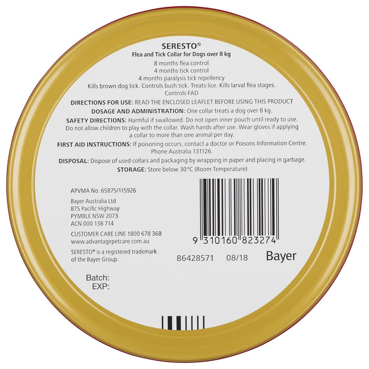 Seresto Flea & Tick Collar For Dogs Over 8kg - Just For Pets Australia