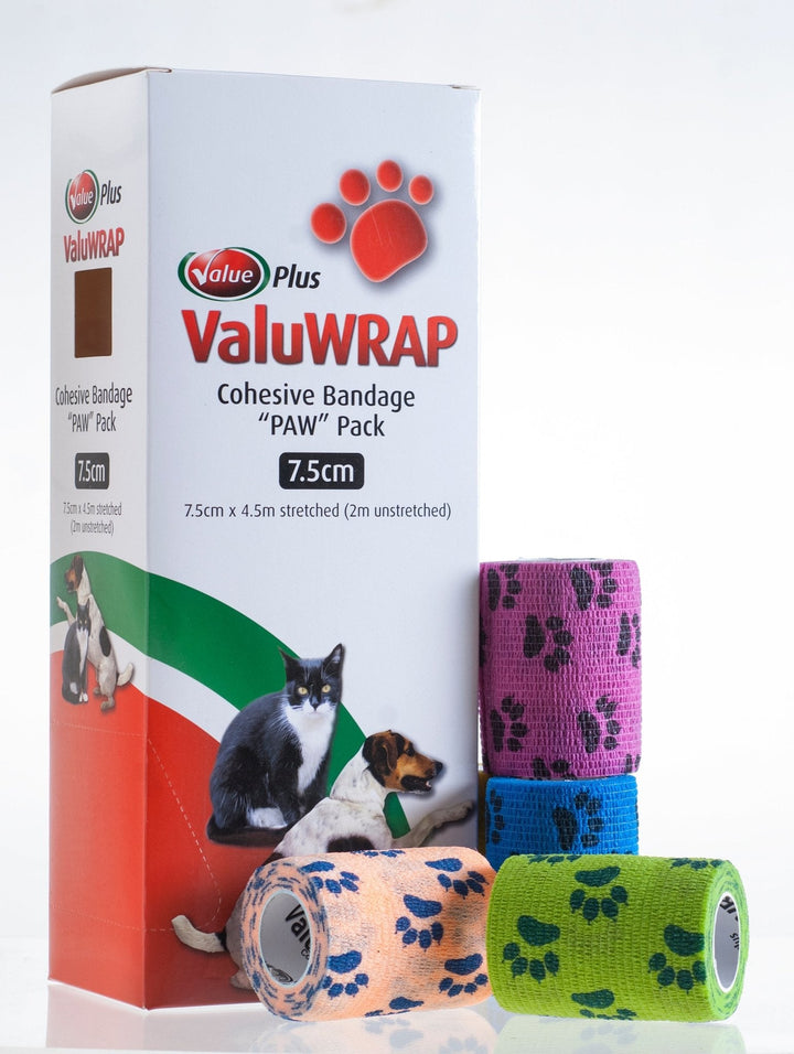 ValuWRAP Cohesive Bandage Paw Pattern 10 pack - Just For Pets Australia