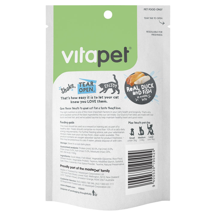 VitaPet Cat treat Duck & Fish Bites 85g - Just For Pets Australia