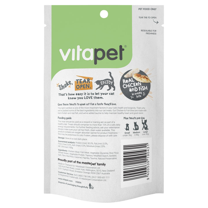 VitaPet Cat treats Chicken & Fish Bites 85g - Just For Pets Australia