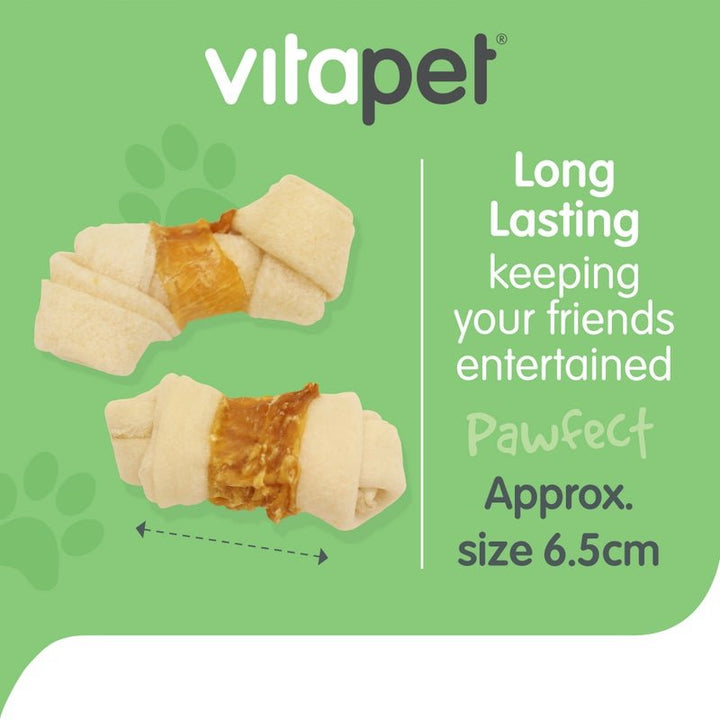 VitaPet Chewz Dog Treats Chicken Wrapped Rawhide Mini Bones 7pk - Just For Pets Australia