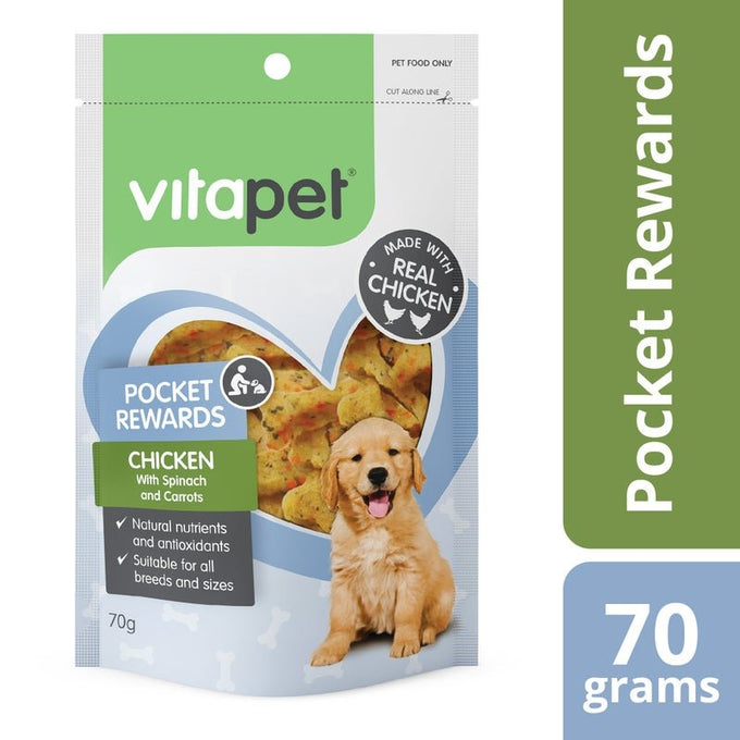 VitaPet Pocket Rewards Puppy Treats Chicken 70g - Just For Pets Australia